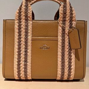 Coach Smith Tote 24 Honey Brown Multi Woven Handles Gold Hardware NWT